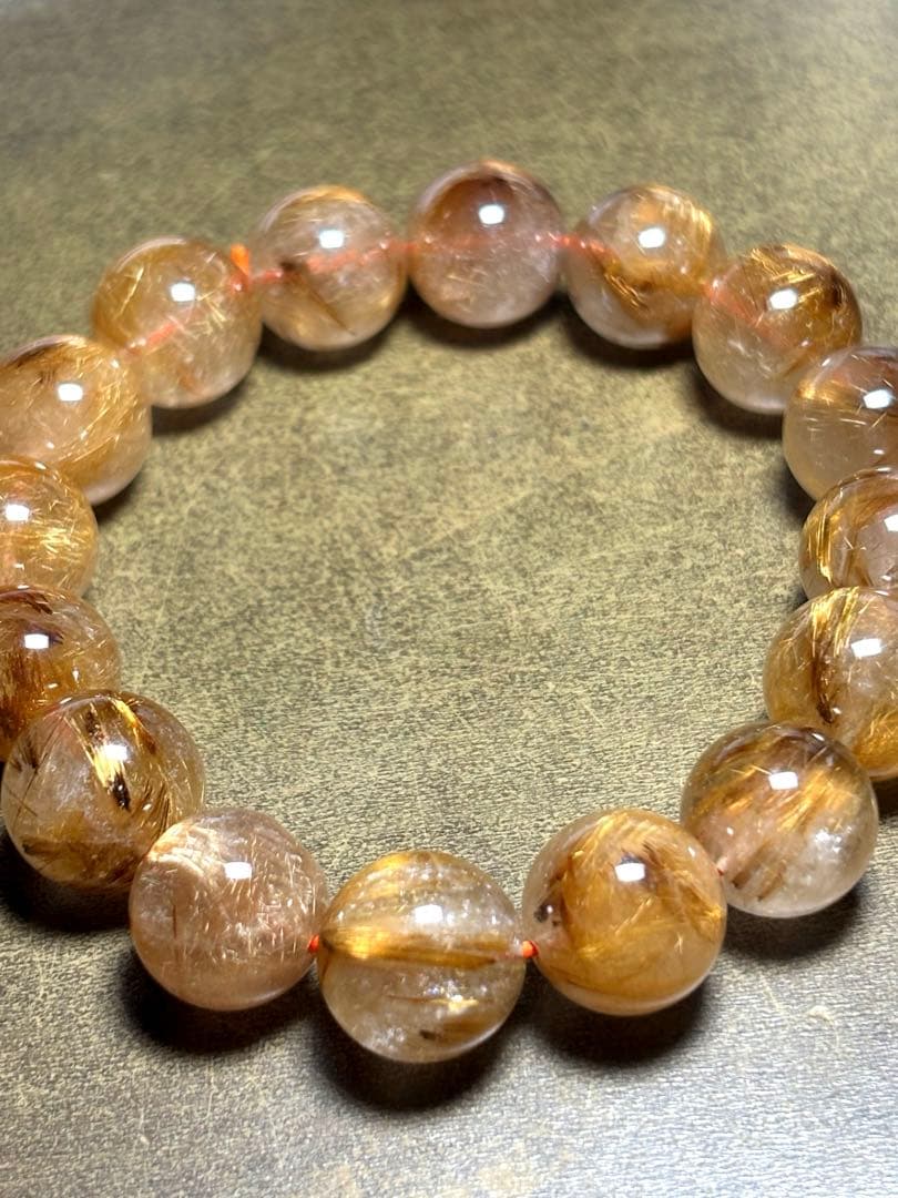 【新入荷】　タイガータイチンルチルブレス13㎜大玉（新品未使用）高品質　針ミチ2