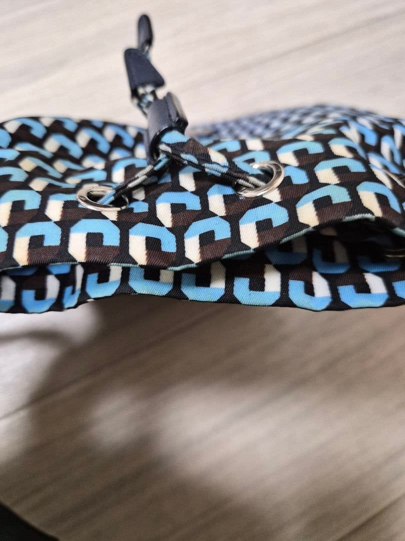 PRADA 青黒パターン 巾着型ショルダーバッグ