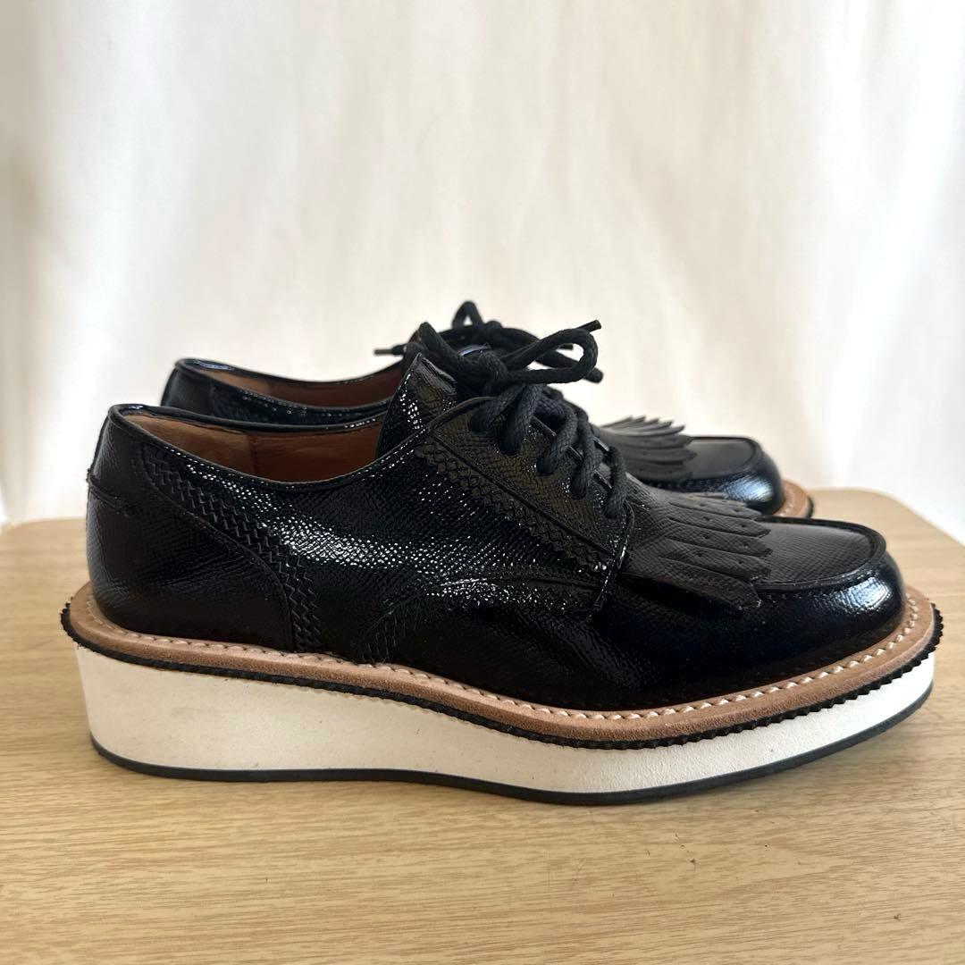 【極美品】GIVENCHYジバンシィブラックレザー フリンジ ローファー 厚底