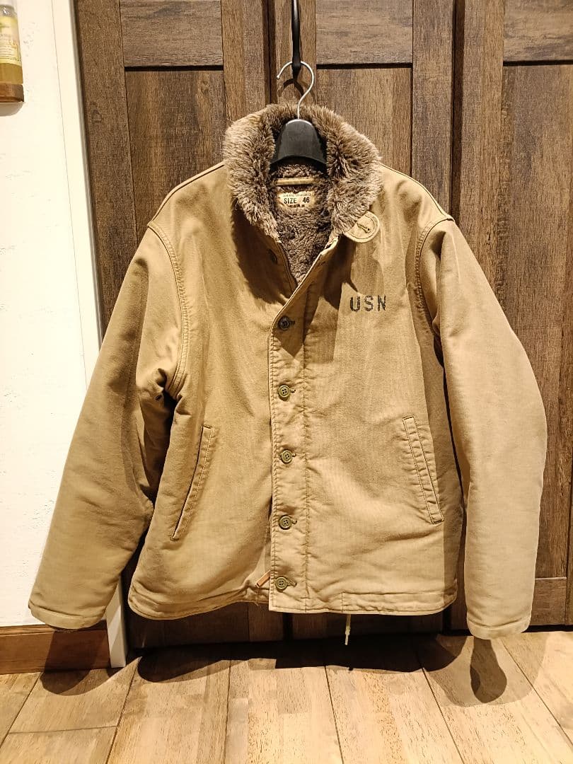HOUSTON USNロゴ ミリタリージャケット 46