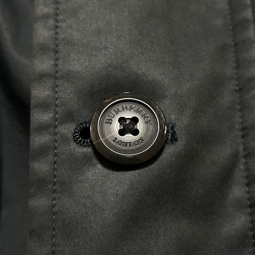 【LL】バーバリーロンドン フーデッドコート ダウンライナー ノバチェック 黒