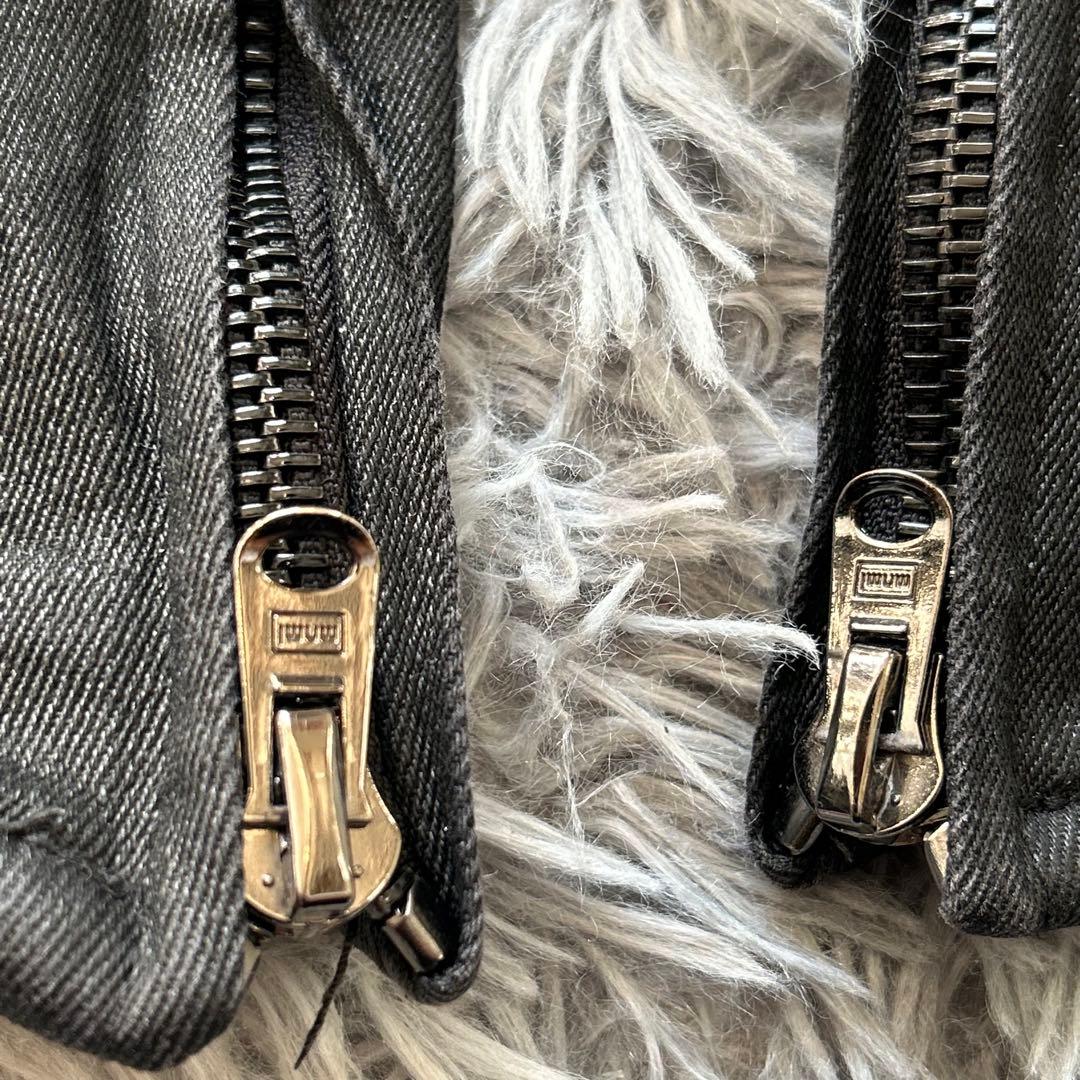 ミニマル mnml ブラック コーティング スキニーデニム 裾 ジッパー ボタン