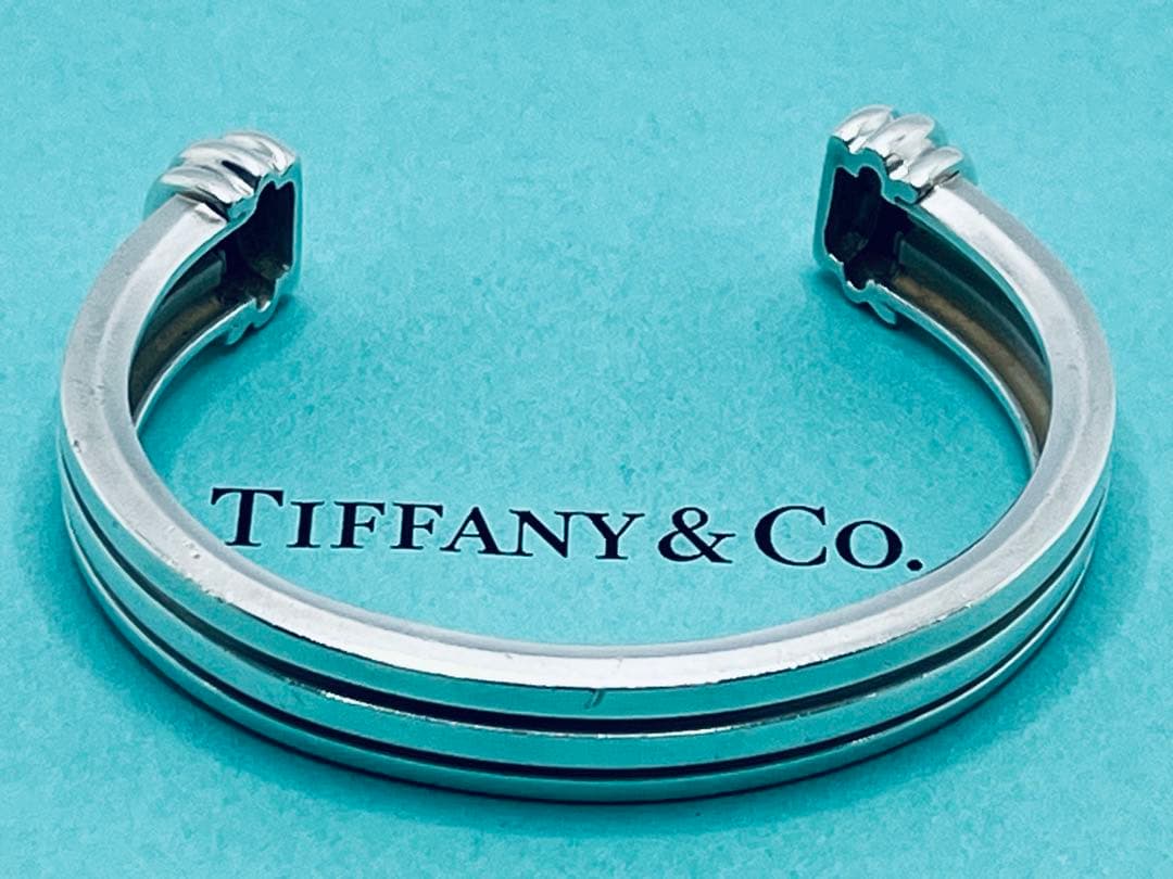 h555 希少　ヴィンテージ　ティファニー　1995 グルーブド　バングル925