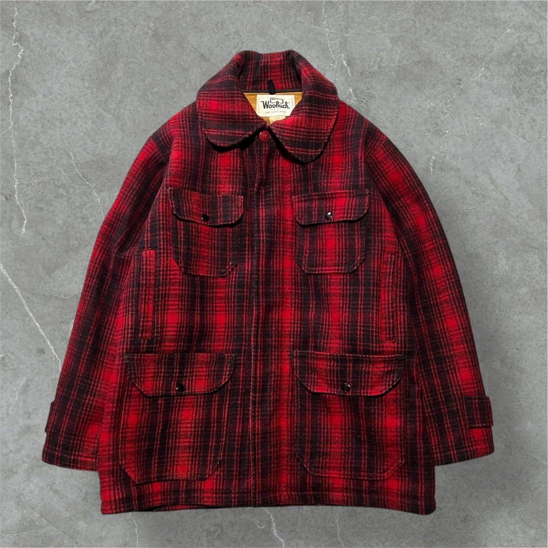 光 Woolrich バッファローチェックLウールハンティングジャケット