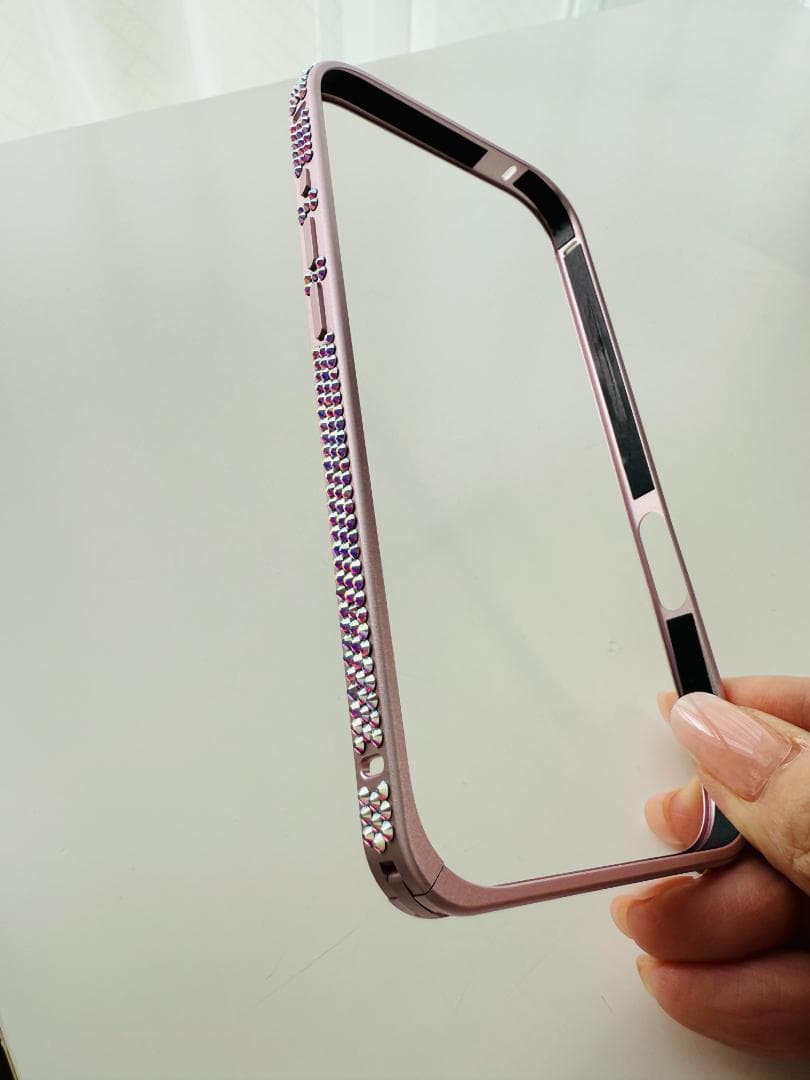 【値下げ】ピンク ストーン装飾 バンパーフレーム