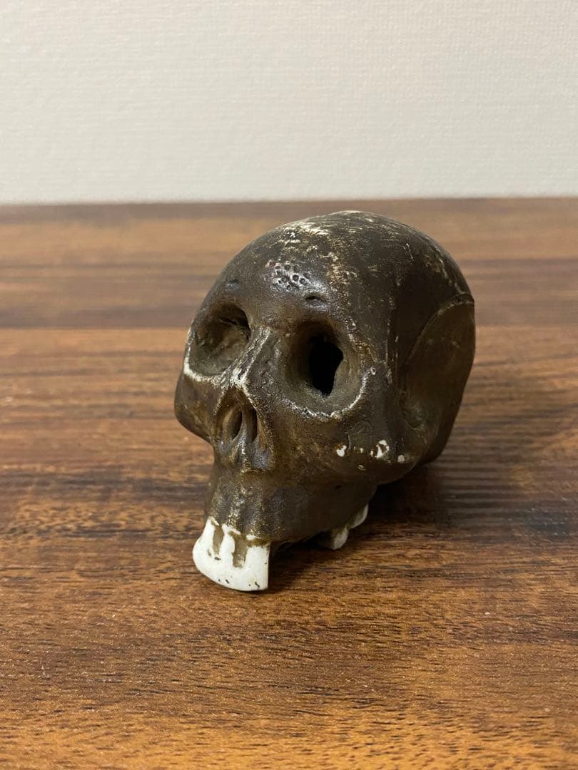 骨董髑髏陶器製スカル ダークブラウン