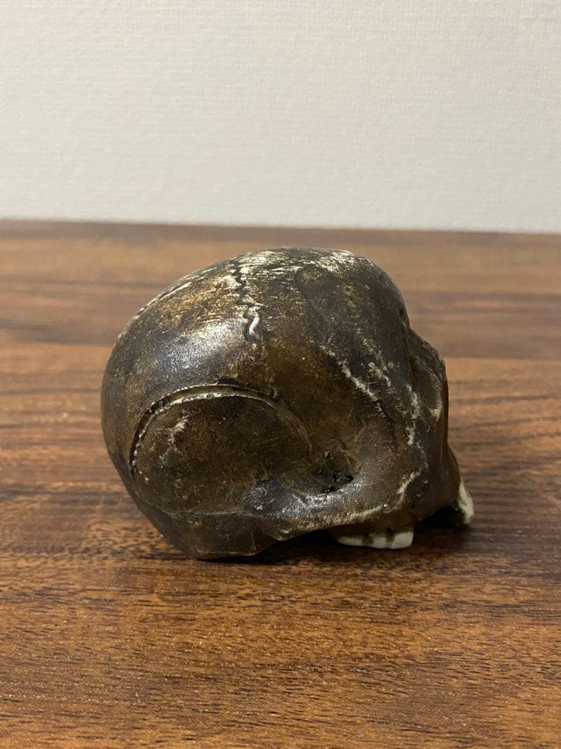 骨董髑髏陶器製スカル ダークブラウン