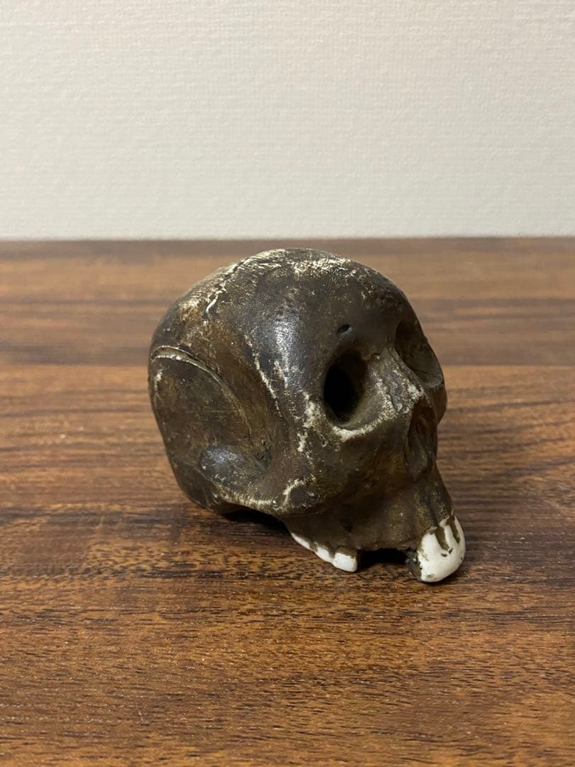 骨董髑髏陶器製スカル ダークブラウン