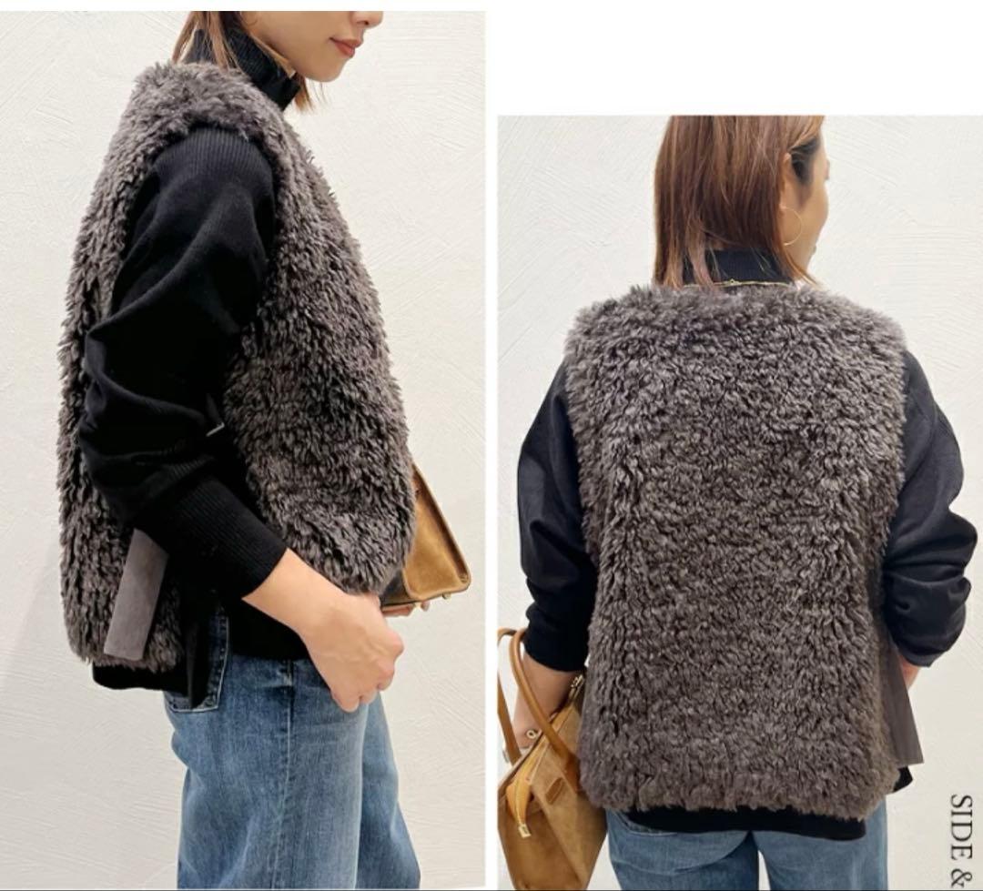 値下げ！新品未使用タグ付きHERENCIA ファー素材 ニットベスト サイズF