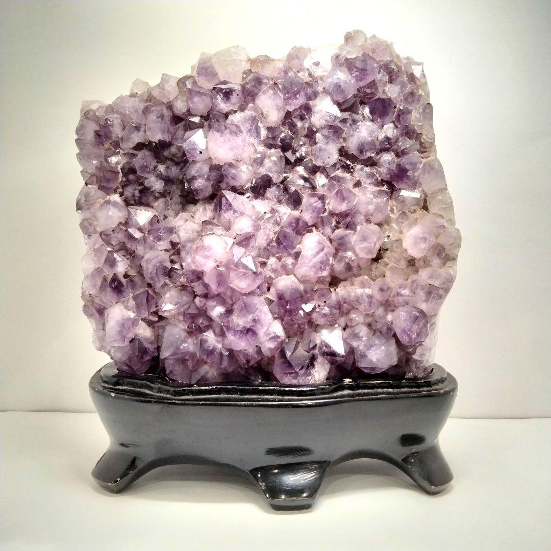 Y329 縁起物 ウルグアイ産 アメジスト 高さ28㎝ 総重量6.9㎏ 唐木台付