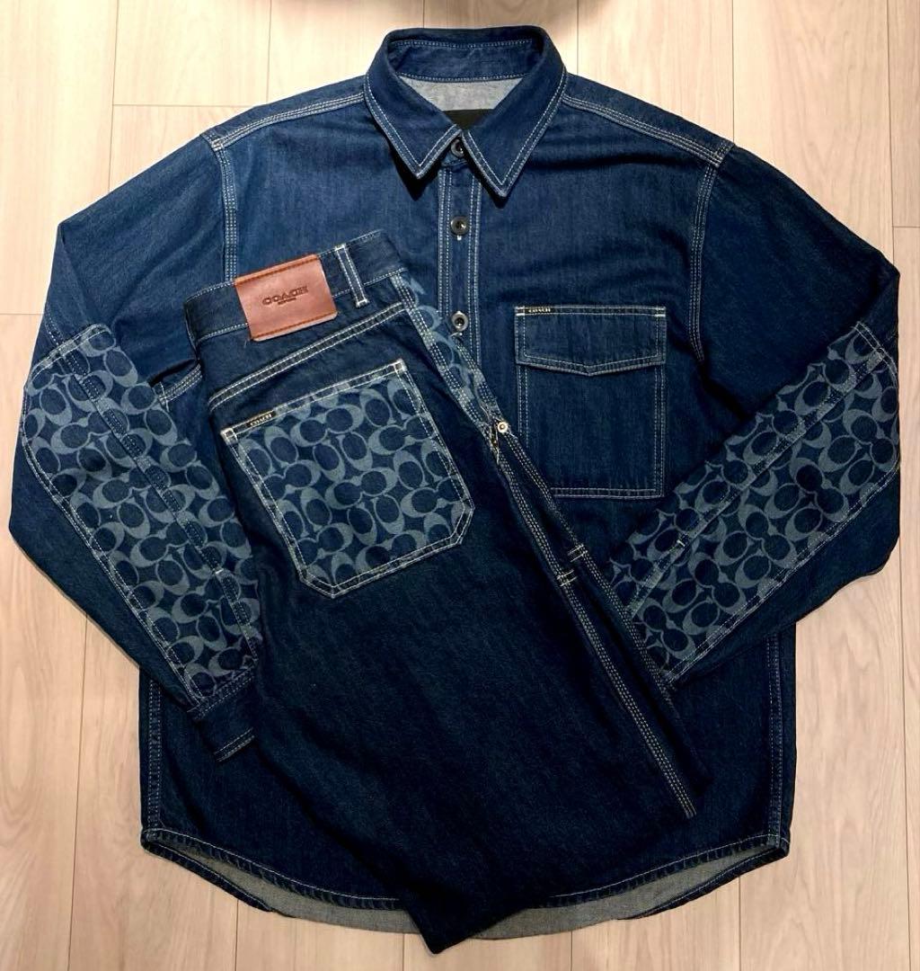 coach コーチ デニム セットアップ ダブルニー ジャケット