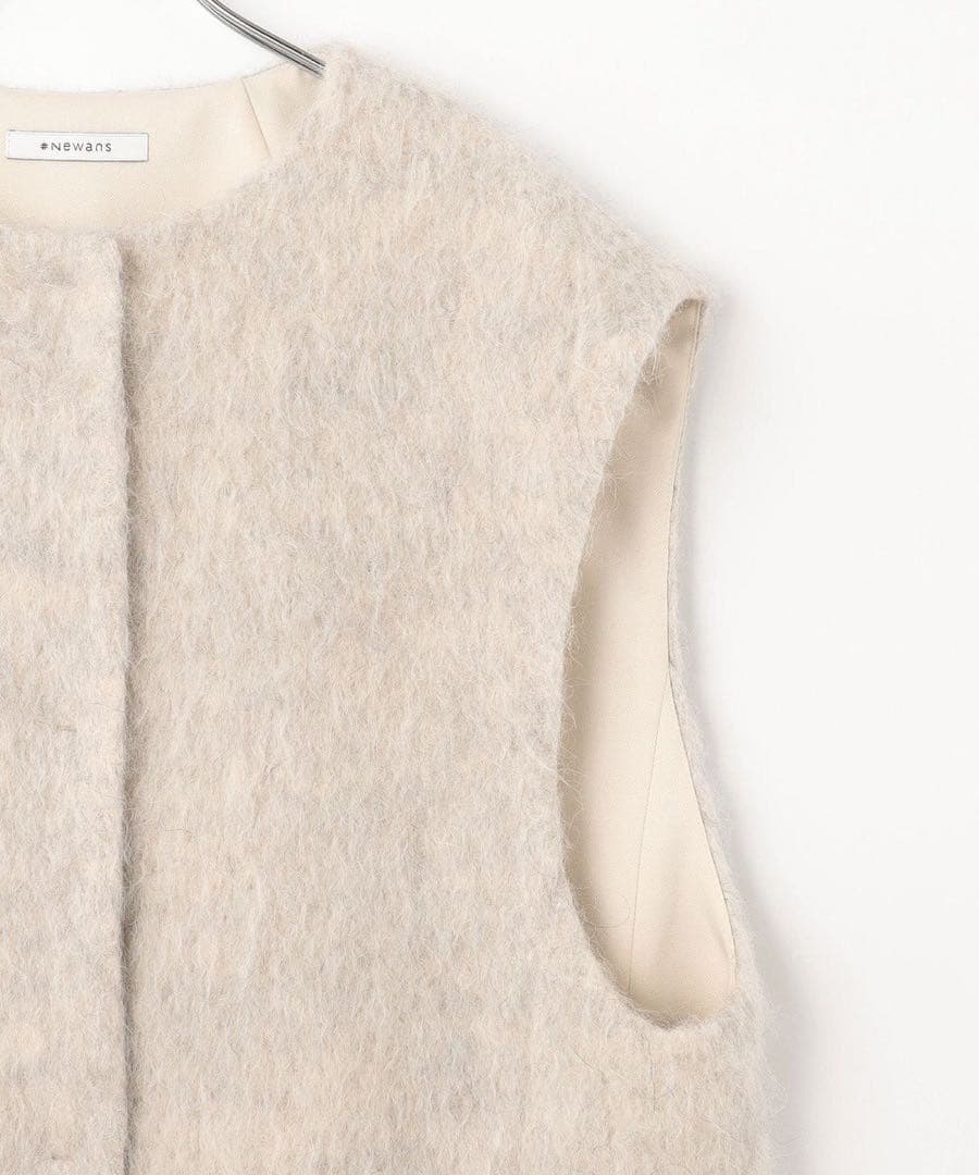 #newans✴︎ロングファーコクーンベスト　アイボリー