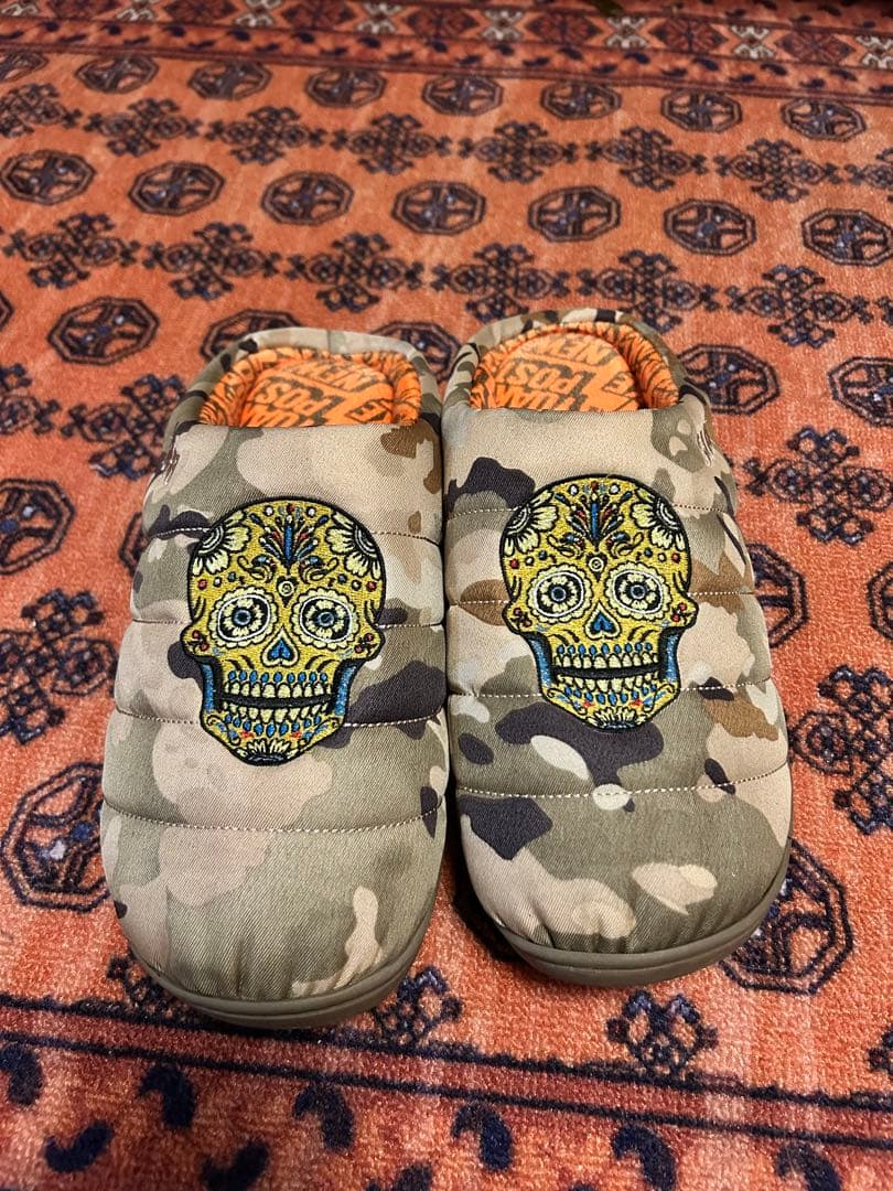 迷彩柄 スカル刺繍 サンダル ショルダーバッグ付き 26〜27.5cm サイズ2
