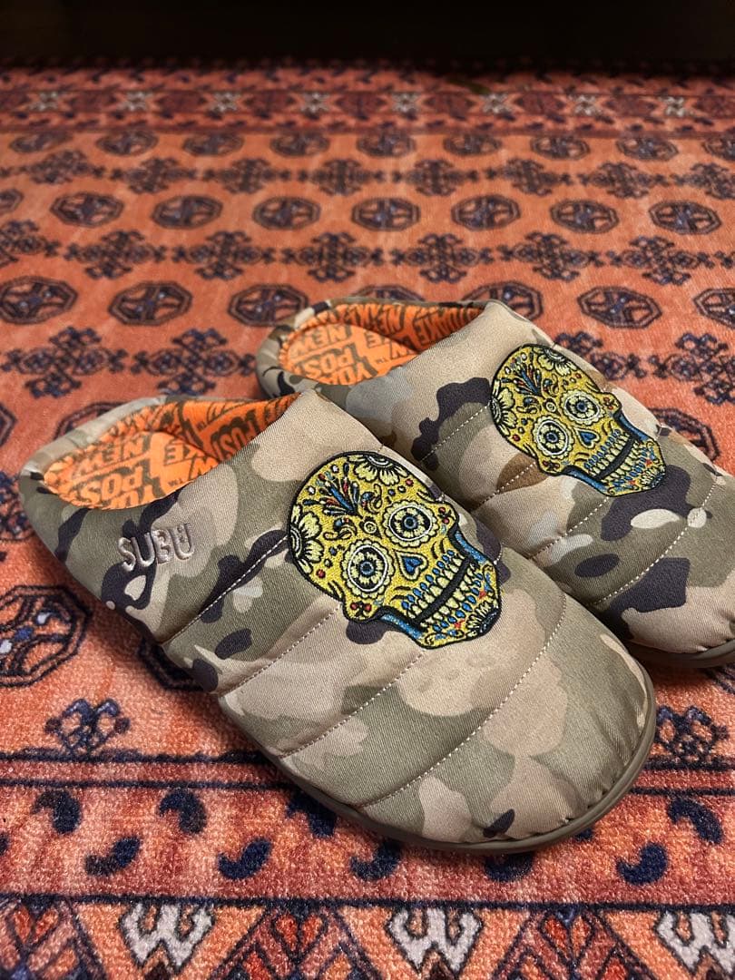 迷彩柄 スカル刺繍 サンダル ショルダーバッグ付き 26〜27.5cm サイズ2