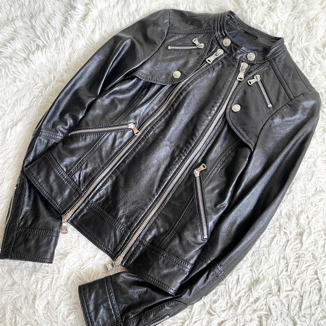 希少デザイン ドルチェ&ガッバーナ ラムレザージャケット マルチジップ M相当