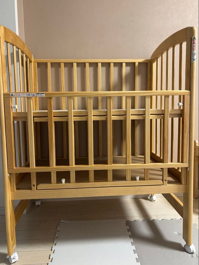 【美品】katoji ベビーベッド　ミニサイズ　ハイポジション