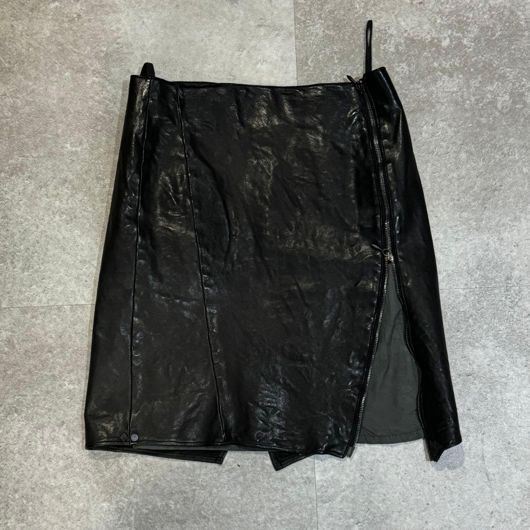 INCARNATION 黒 レザー ラップスカート GUIDI BACKLASH