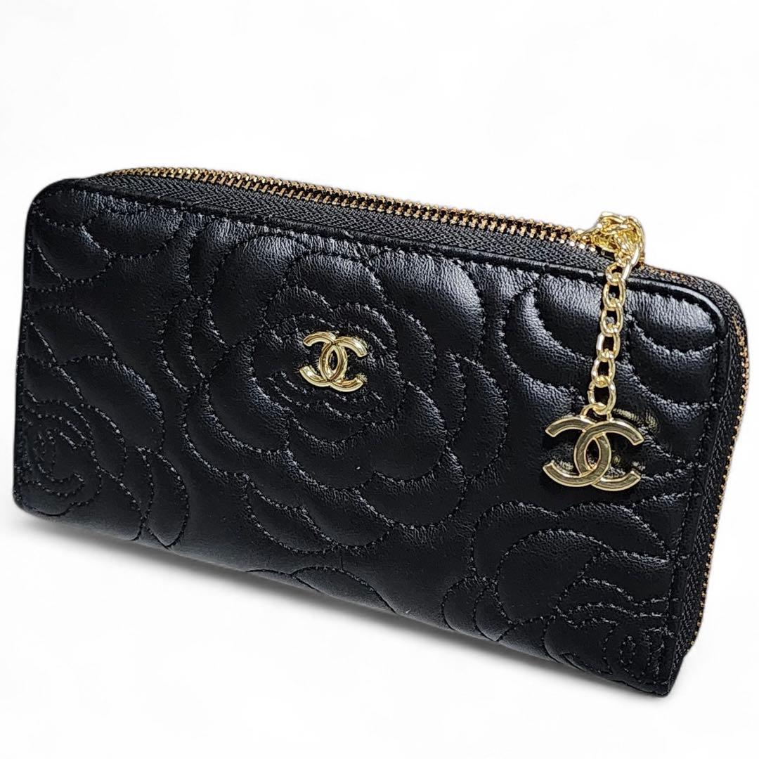 u*8様 CHANEL　長財布　ラウンドジップ　花柄　ノベルティ