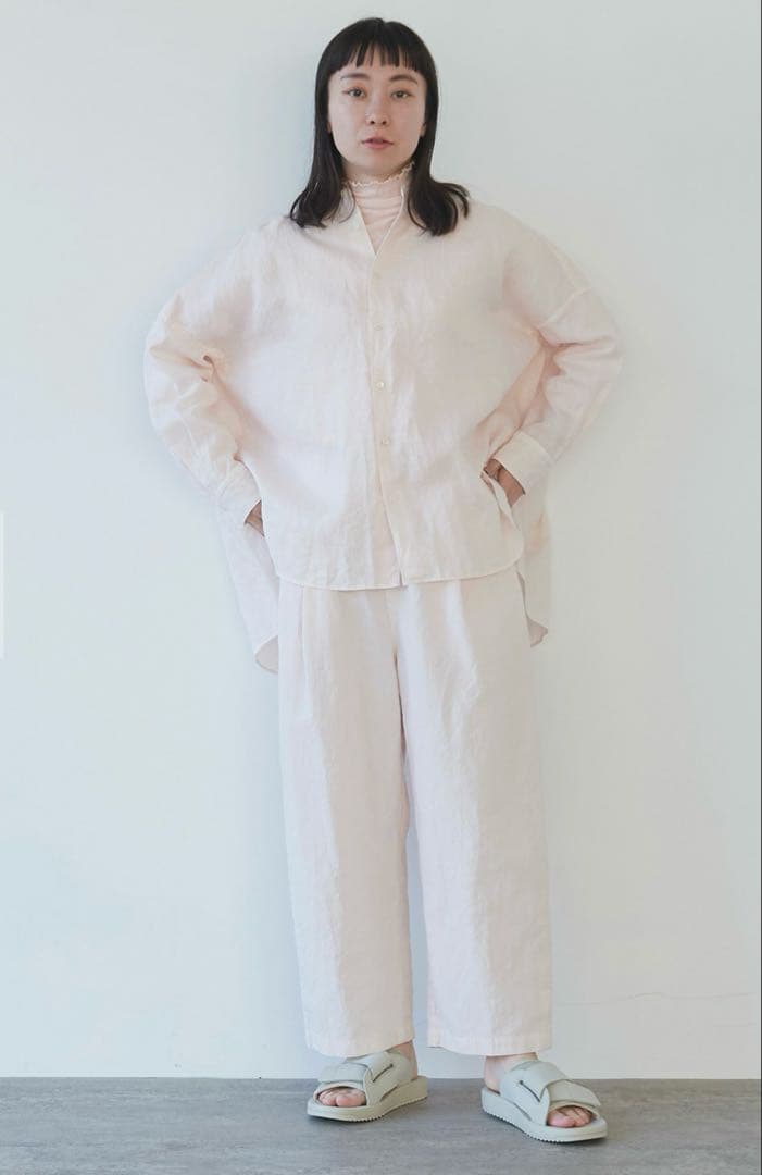 【yuni10周年】ハイツイスト コットン/リネン バックゴムパンツ