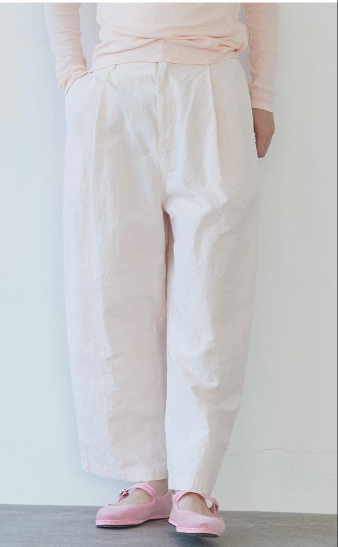 【yuni10周年】ハイツイスト コットン/リネン バックゴムパンツ