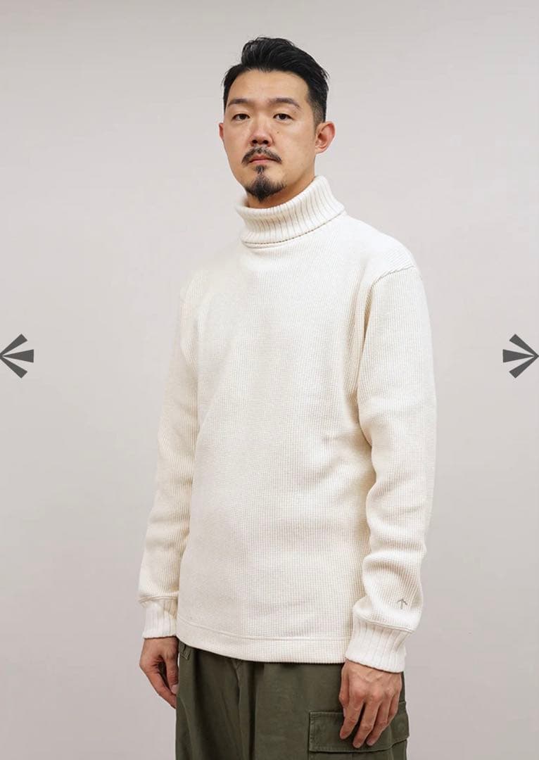新品！Nigel Cabourn タートルネック　ワッフルセーター　アイボリー
