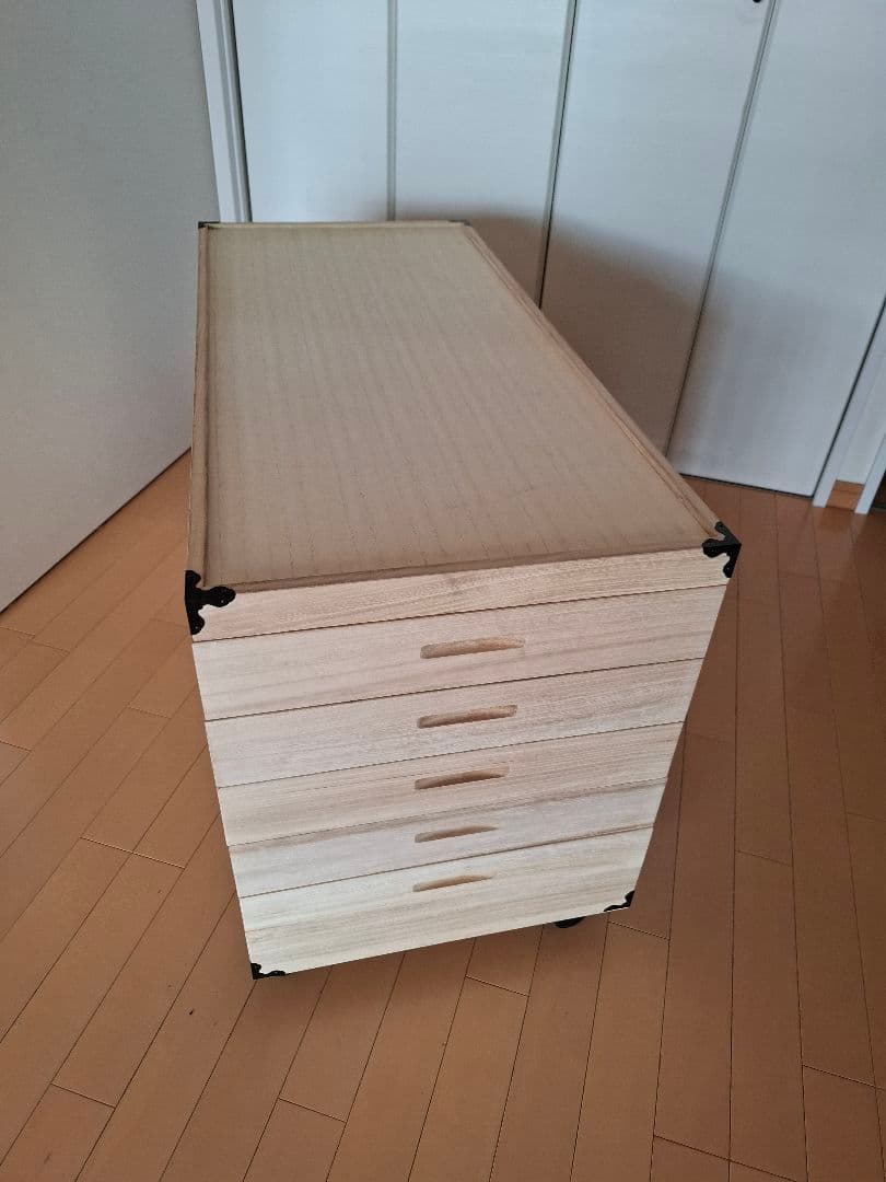 収納ケース　(桐)　 5段　キャスター付き