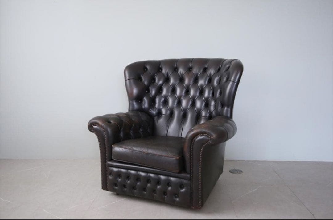 サ*️様 英国アンティークチェスターフィールドアームチェア/本革レザーソファー8