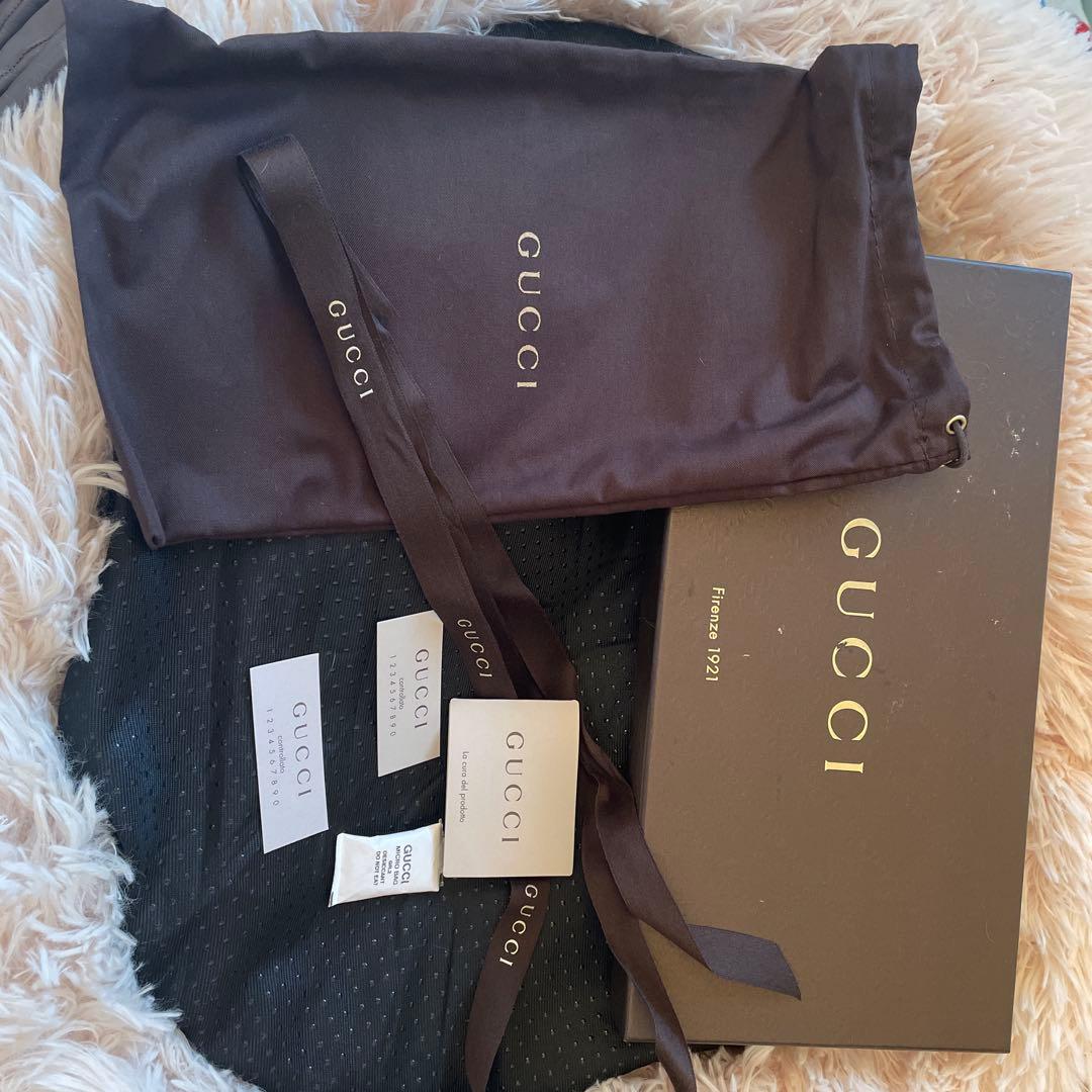 GUCCI リボン付きグレー手袋