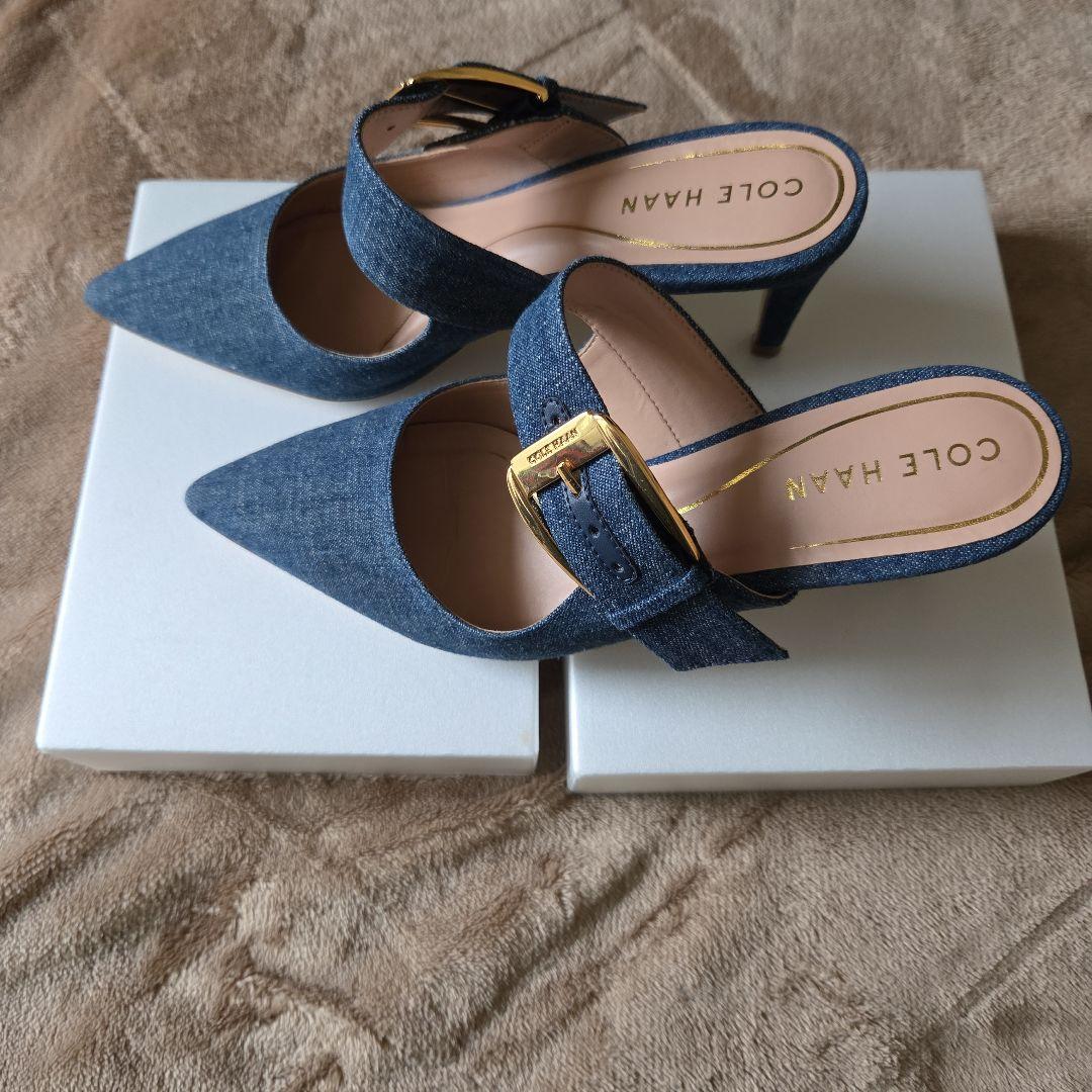 COLE HAAN デニム ポインテッドトゥミュール 6 1/2b
