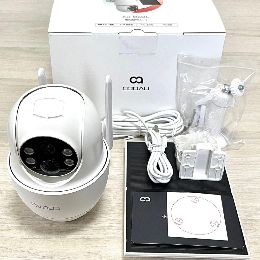 【ほぼ未使用】COOAU ソーラーパネル式防犯カメラ【microSDカード付き】