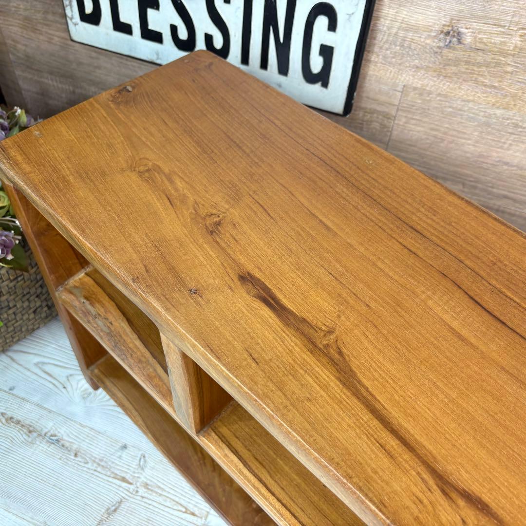 訳あり品！オールドチーク天然無垢材ナチュラルウッドテレビ台サイドボード飾り棚