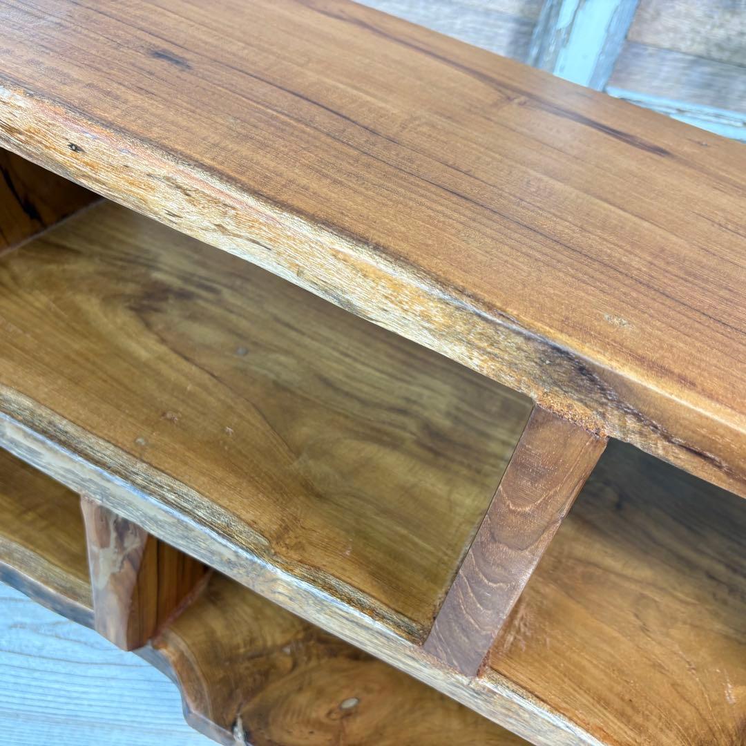 訳あり品！オールドチーク天然無垢材ナチュラルウッドテレビ台サイドボード飾り棚