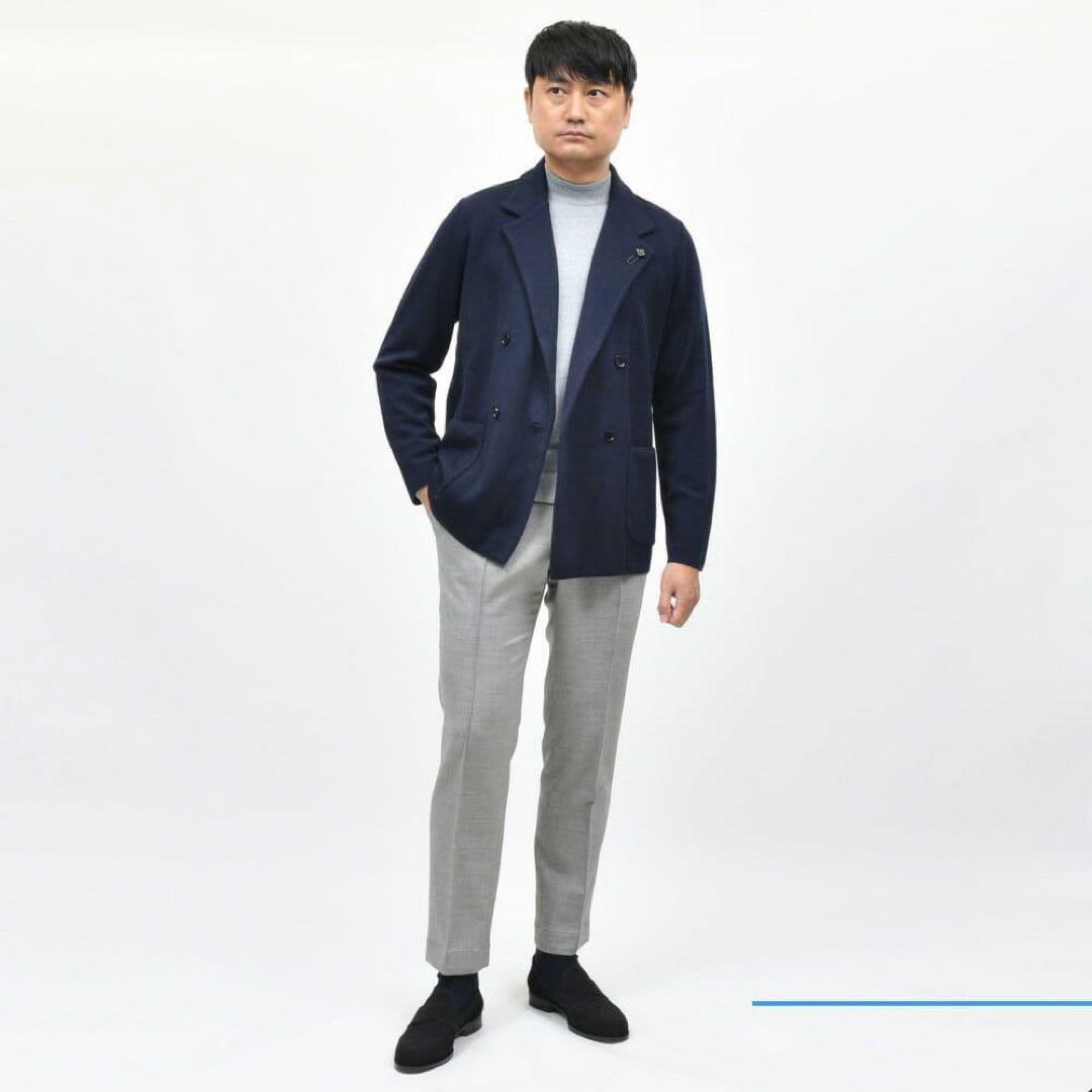 ラルディーニ⭐️ミラノリブ⭐️ウール⭐️ネイビーダブル⭐️現行モデル S 46 GUJI