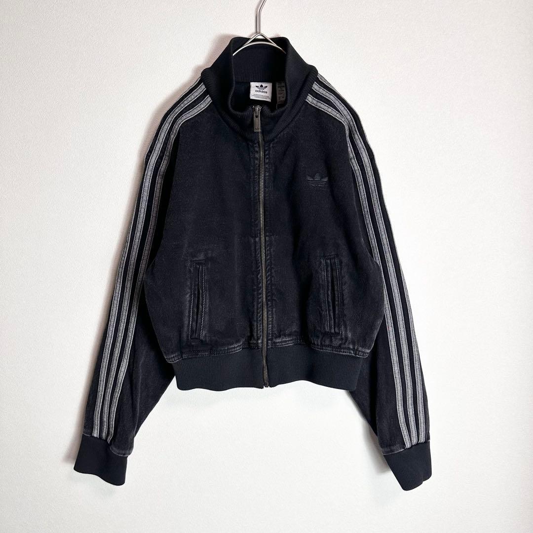 【新品タグ付き】アディダス　デニムジャケット　クロップド丈　ブラックy2k S