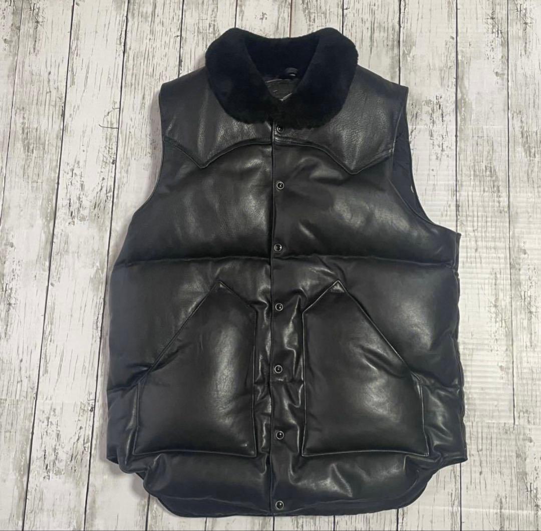 ロッキーマウンテンフェザーベッド オールレザー ダウンベスト 40 L 美品