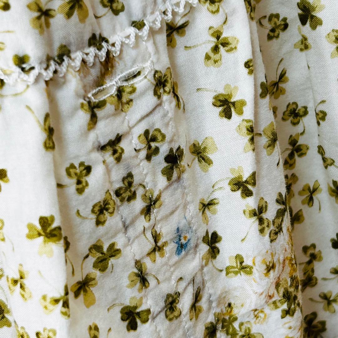 ピンクハウス　綿ローン　チュニック　ピコフリル　四葉のクローバー【訳あり】P49