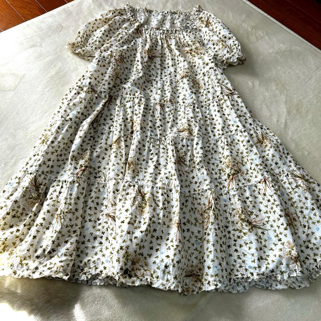 ピンクハウス　綿ローン　チュニック　ピコフリル　四葉のクローバー【訳あり】P49