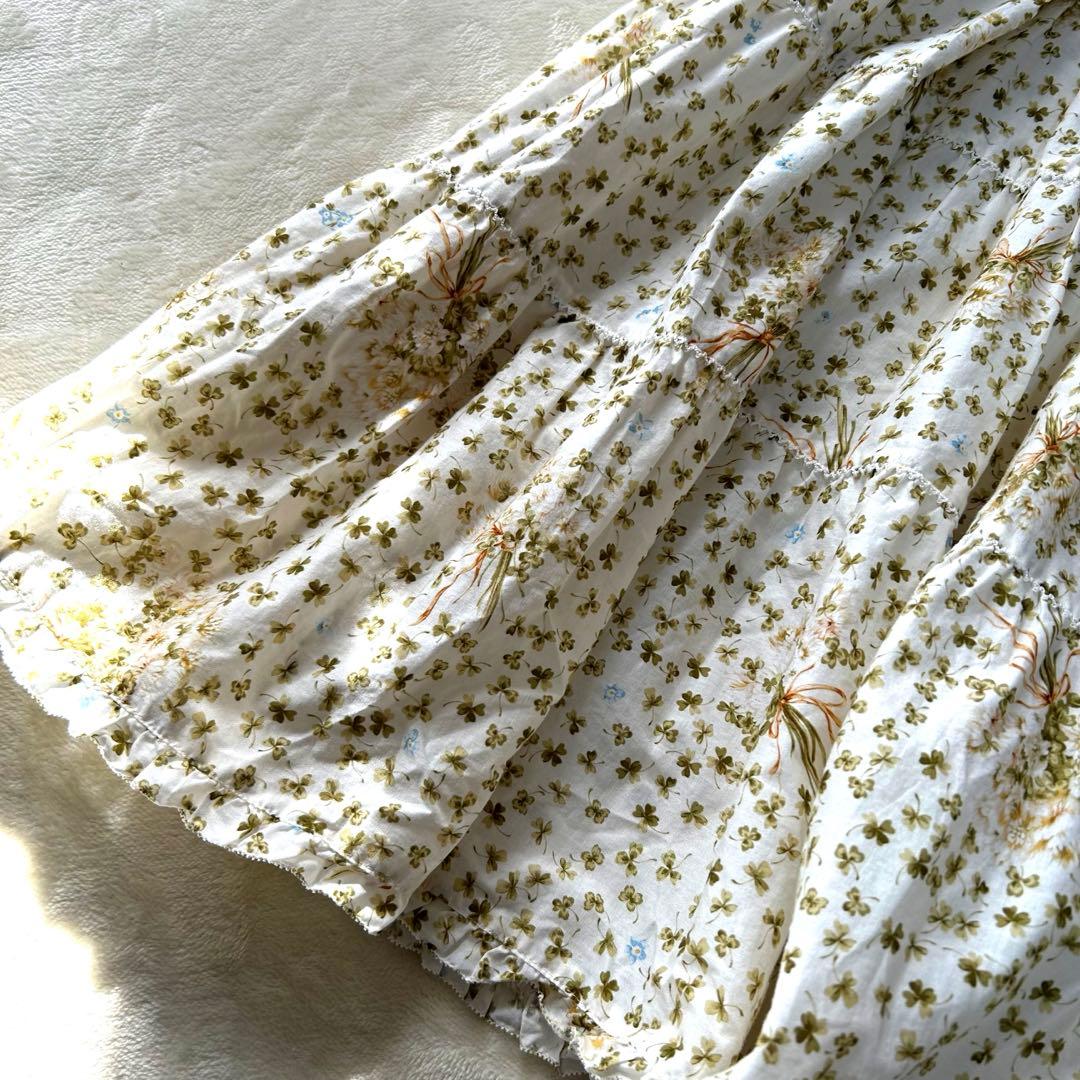 ピンクハウス　綿ローン　チュニック　ピコフリル　四葉のクローバー【訳あり】P49