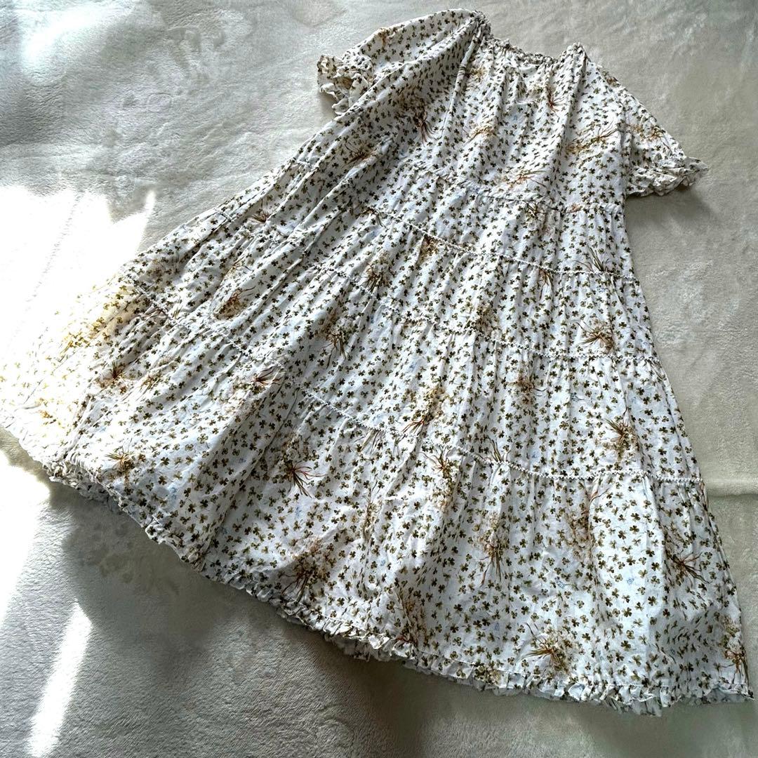 ピンクハウス　綿ローン　チュニック　ピコフリル　四葉のクローバー【訳あり】P49