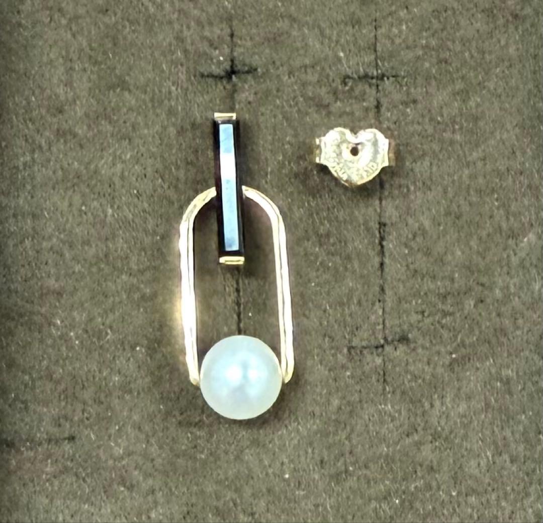 パール　オニキス　スタージュエリー　片耳　k10 ピアス