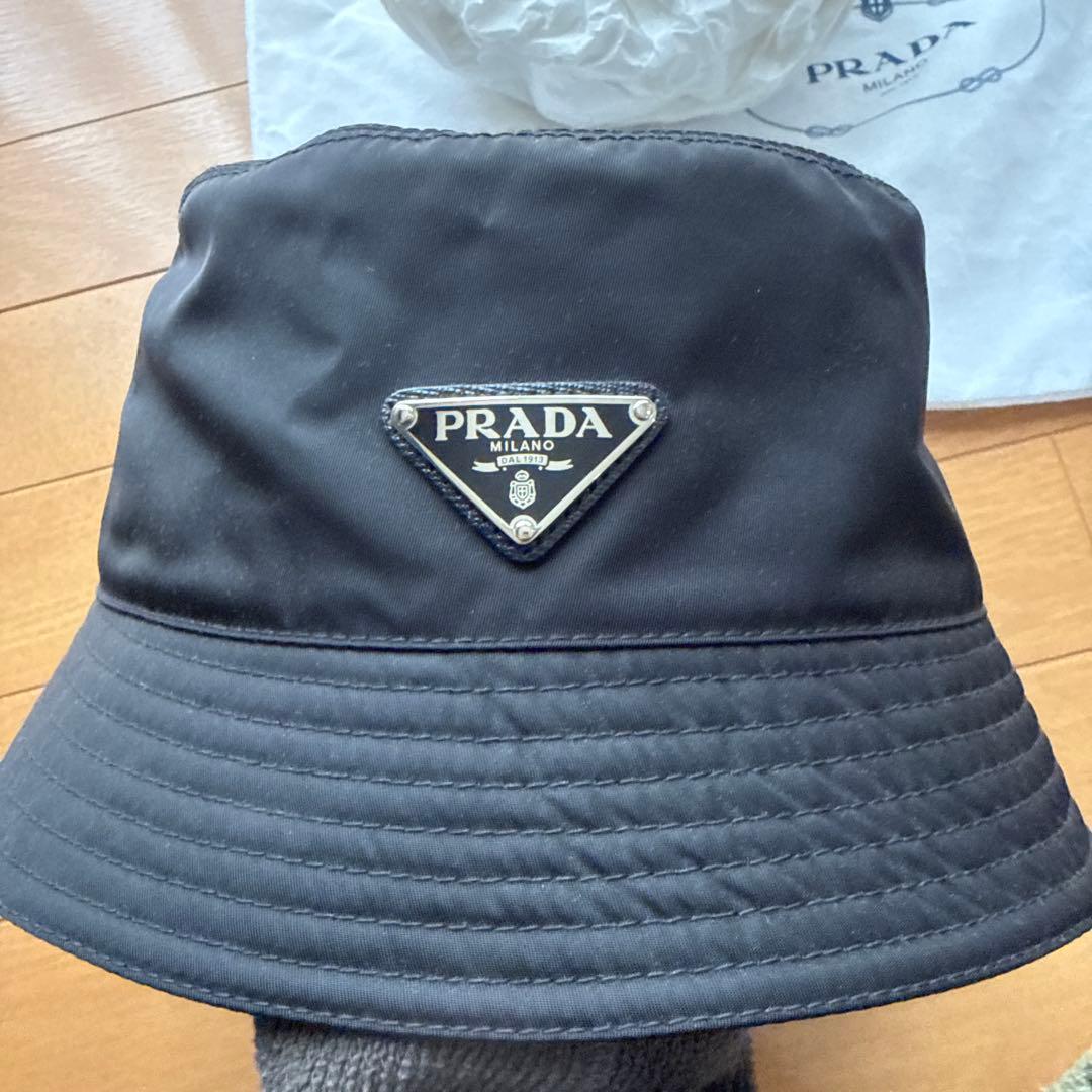 かかい　Prada プラダ　バケットハット　ナイロン　黒　M
