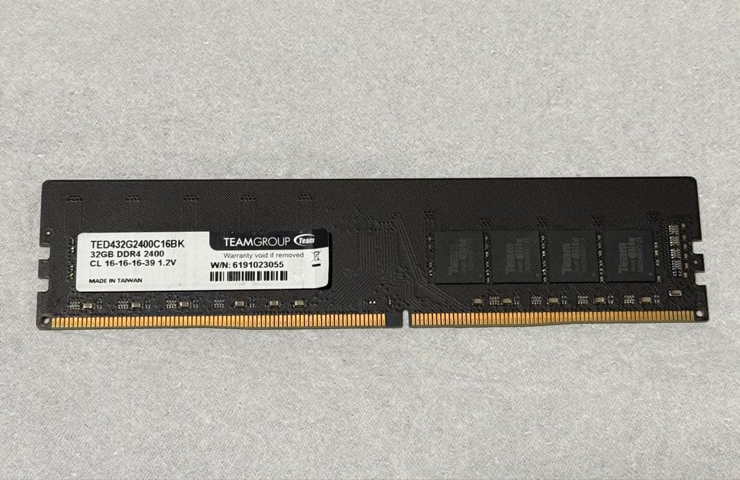 1枚メモリー32GB DDR4-2400(1.2V)