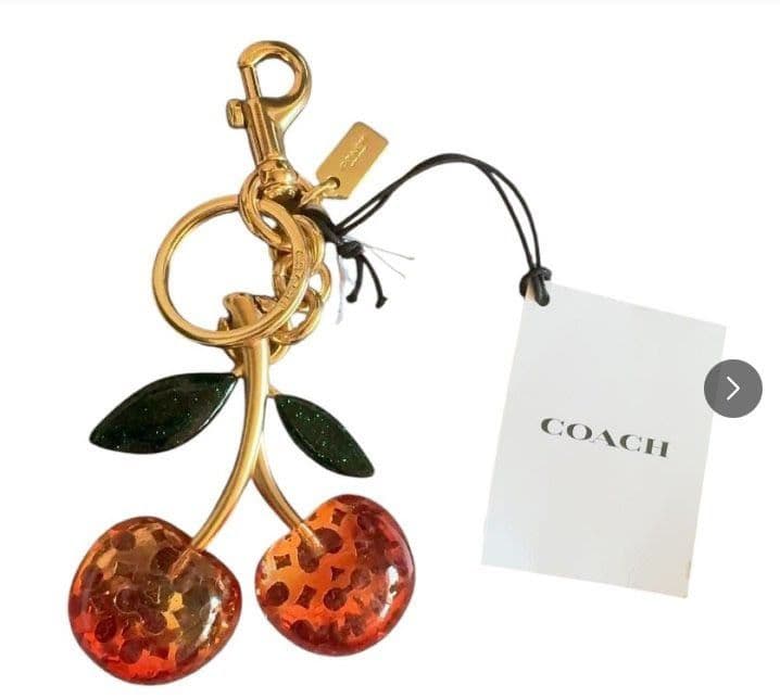 新品未使用コーチチャームチェリーシグネチャーキーホルダーレディースメンズ送料無料