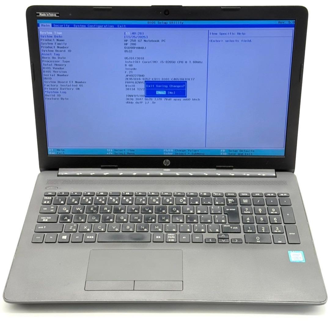 ノートパソコン 8世代CORE i5 HP メモリ8GB ストレージ無し