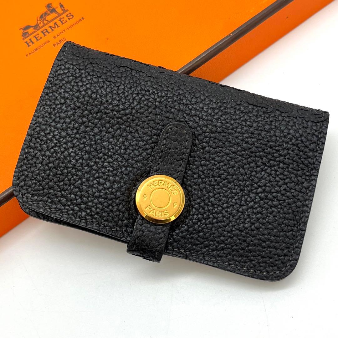 エルメス　ドゴン　コンパクト　ケース　キーケース　ブラック　チェーン