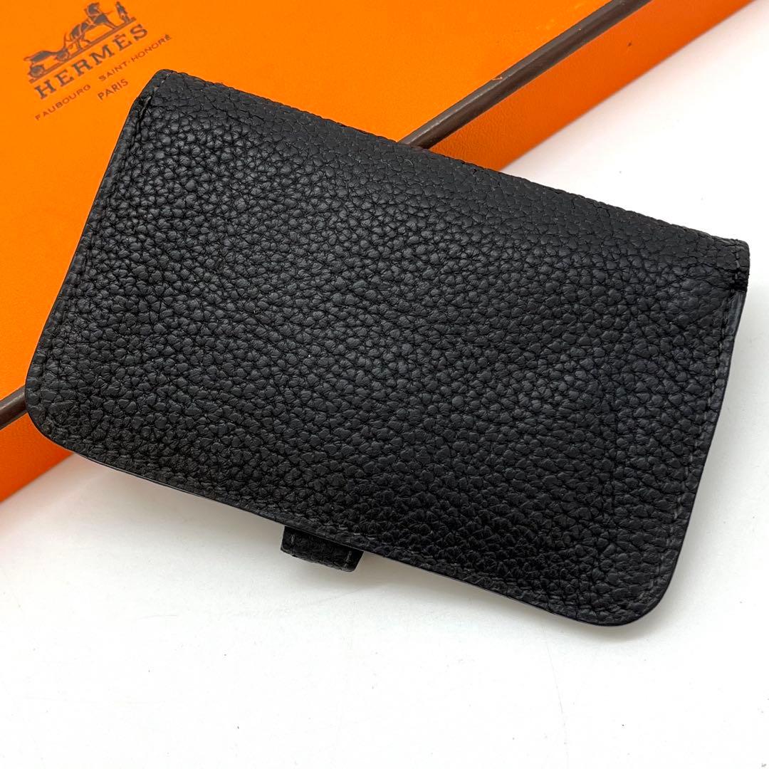 エルメス　ドゴン　コンパクト　ケース　キーケース　ブラック　チェーン