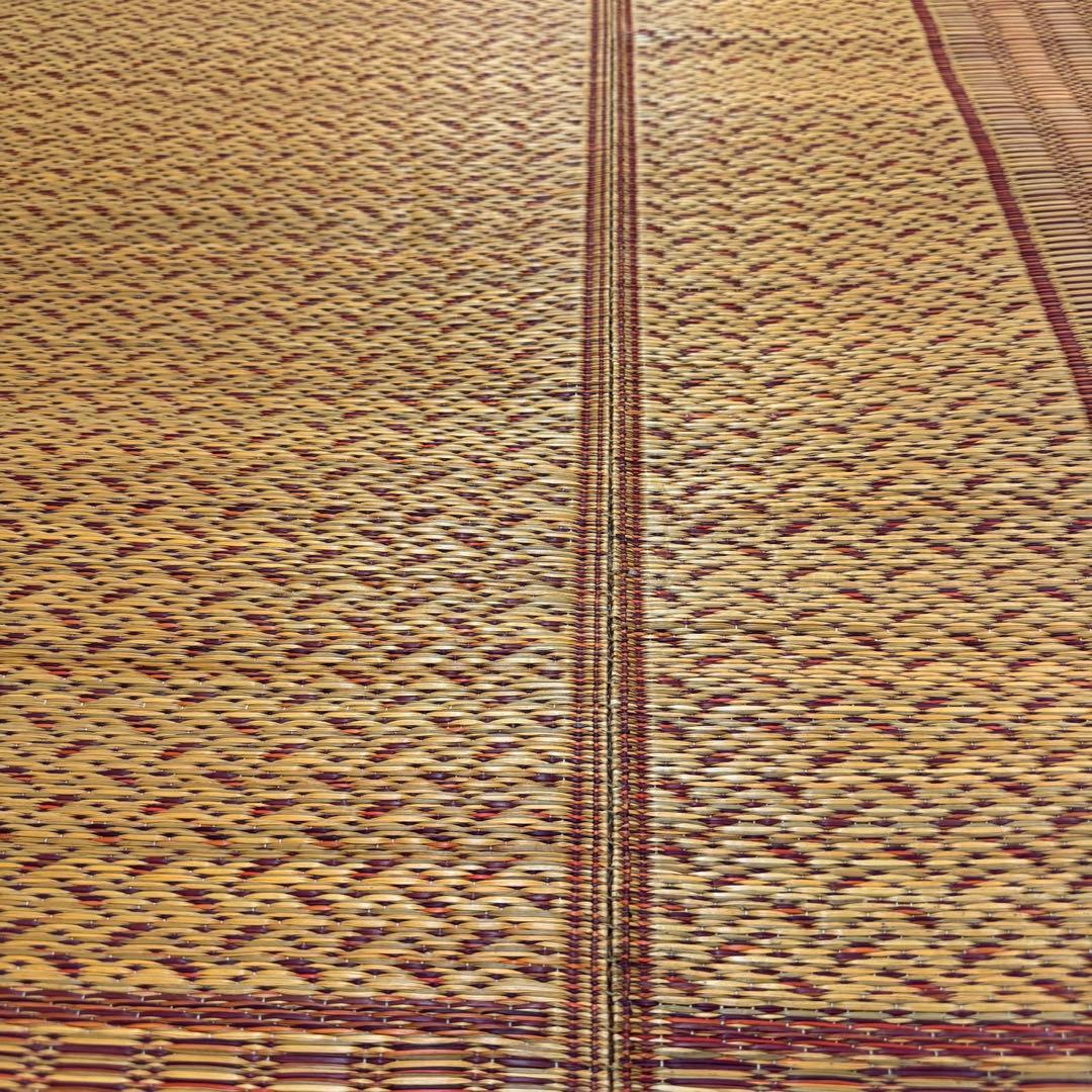 イケヒコ い草 花ござ ラグ カーペット 総色 ワイン 日本製 江戸間6畳