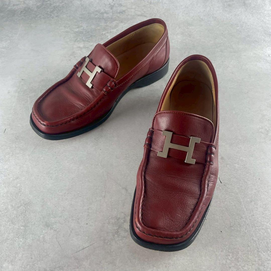 エルメス　ローファー　レザー　コンスタンス　ロゴ　ベルト　レディース