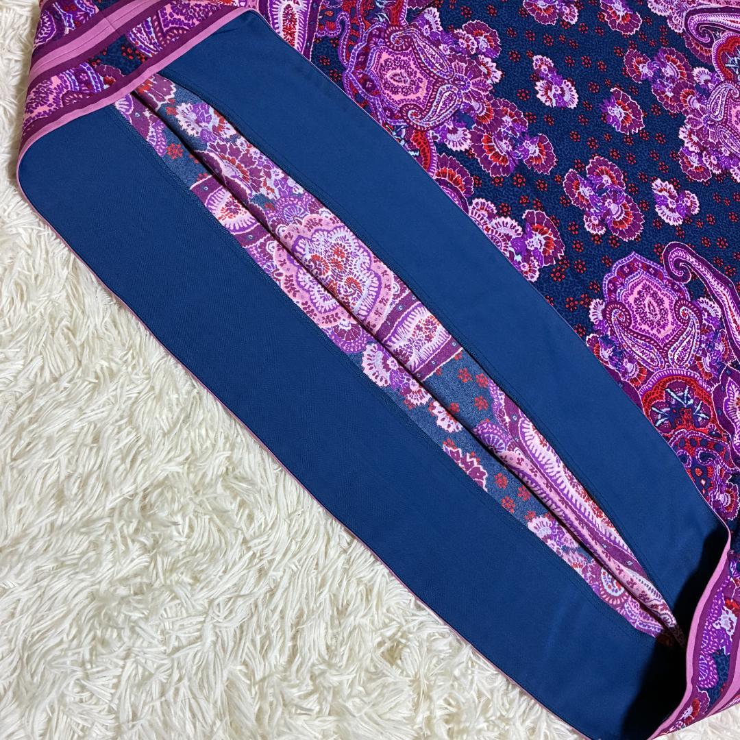 【美品】レオナール　LEONARD　ノースリーブ　リボンワンピース　ペイズリー柄