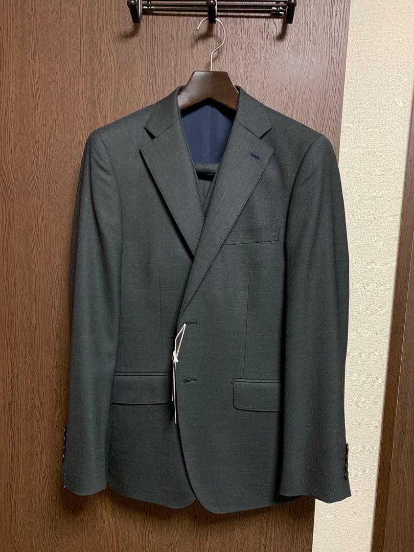 Y6新品！秋冬イタリアMARLANEウール100%オリーブ系3ピーススーツ！小訳